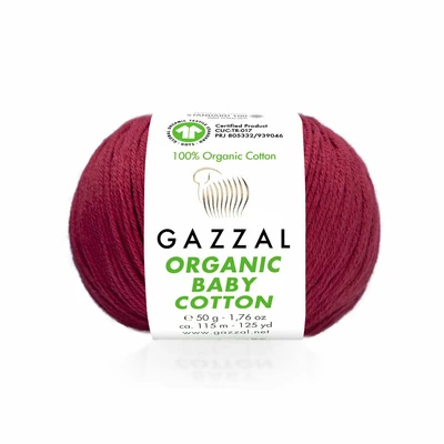 Włóczka Gazzal Organic Baby Cotton  29 ciemny czerwony