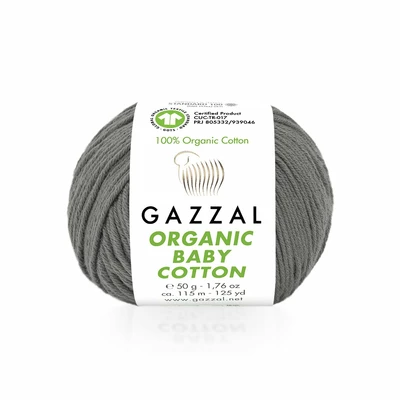 Włóczka Gazzal Organic Baby Cotton  35 ciemno szary